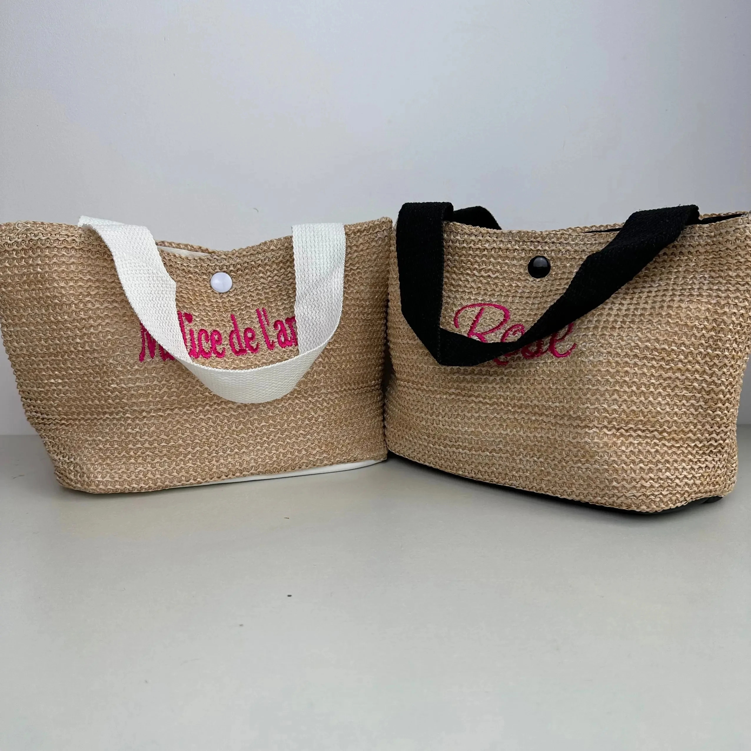 Personalized Name Woven Bag Retro Casual Handheld Grass Woven Bag Summer Beach Vacation Bag Women's Hand Gift