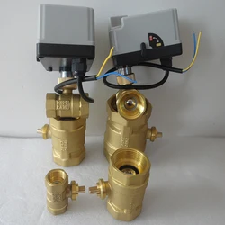 2선 2제어 2방향 전동 액추에이터 황동 전동 볼 밸브 AC220V DC12V-DC24V 수동 스위치가 있는 전동 액추에이터