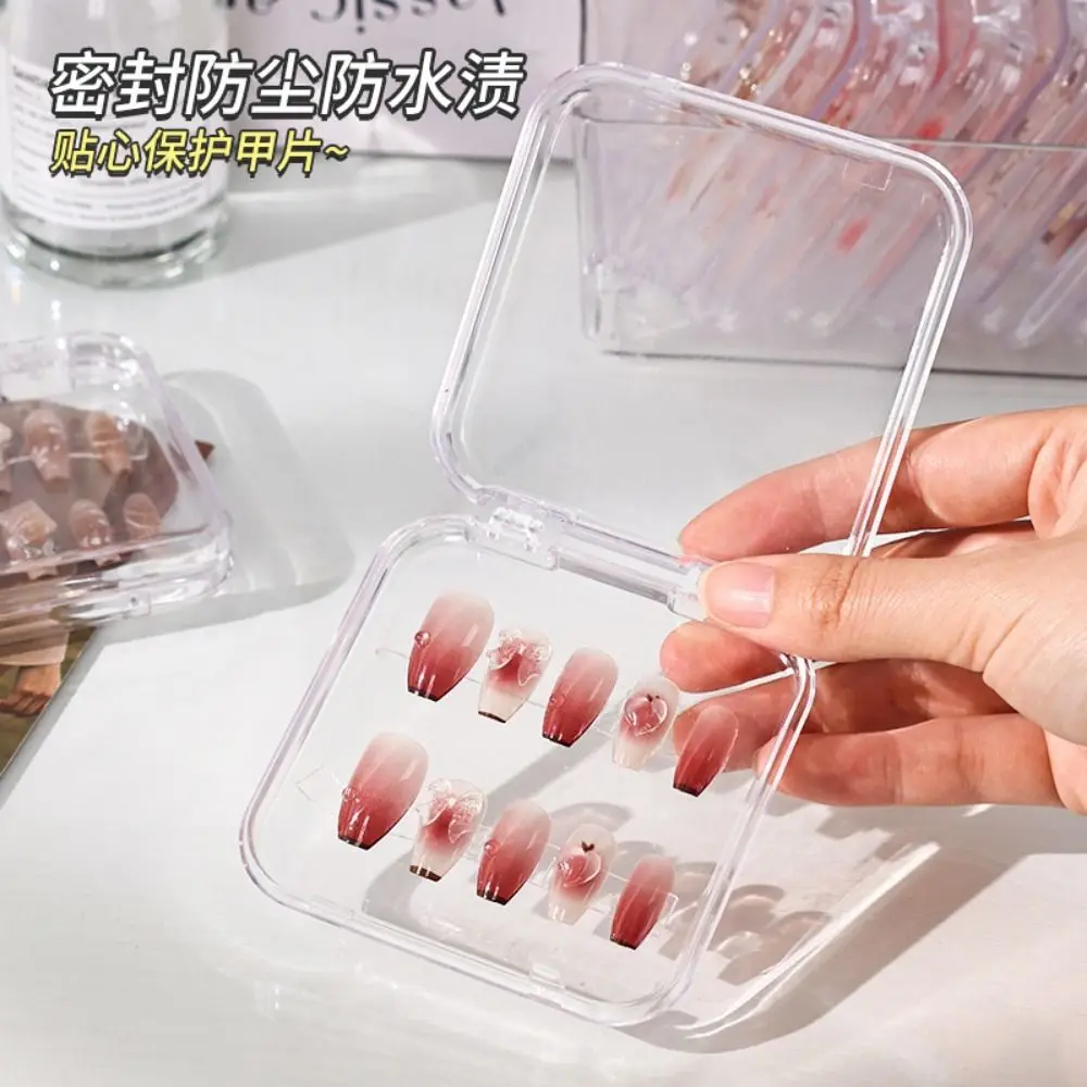 

Dust-proof Fake Nail Storage Box Multi-functional Acrylic Press-On Nail Display Case Divided Round-Corner Clear Nail Boxes