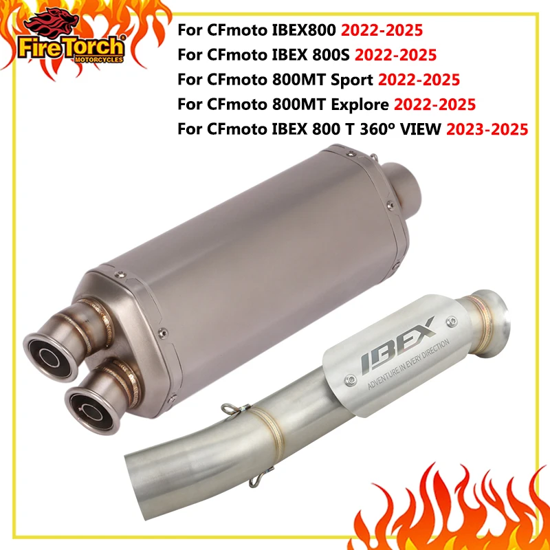 Slip On For CFmoto IBEX800 800MT Sport Explore IBEX 800S 2022-2025 Motorcycle Exhaust Systems Link Pipe Escape Muffler DB Killer