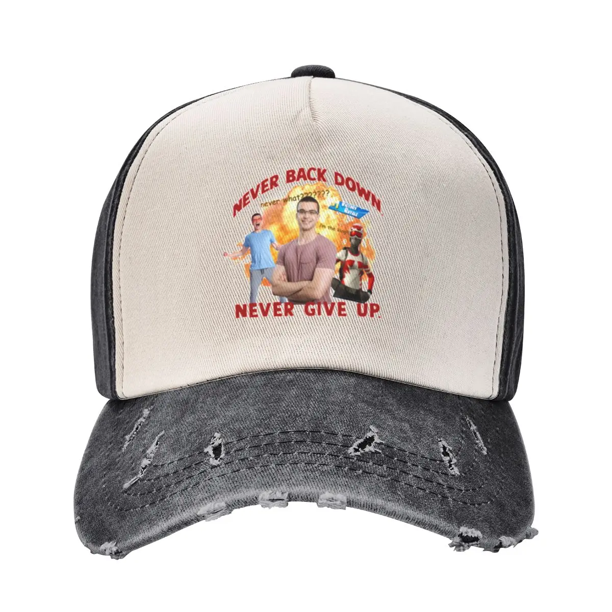

NEVER BACK DOWN! NEVER GIVE UP! NickEh30 Baseball Cap Rave Unique hats Golf Wear sun caps Sun Hats For Women Men's
