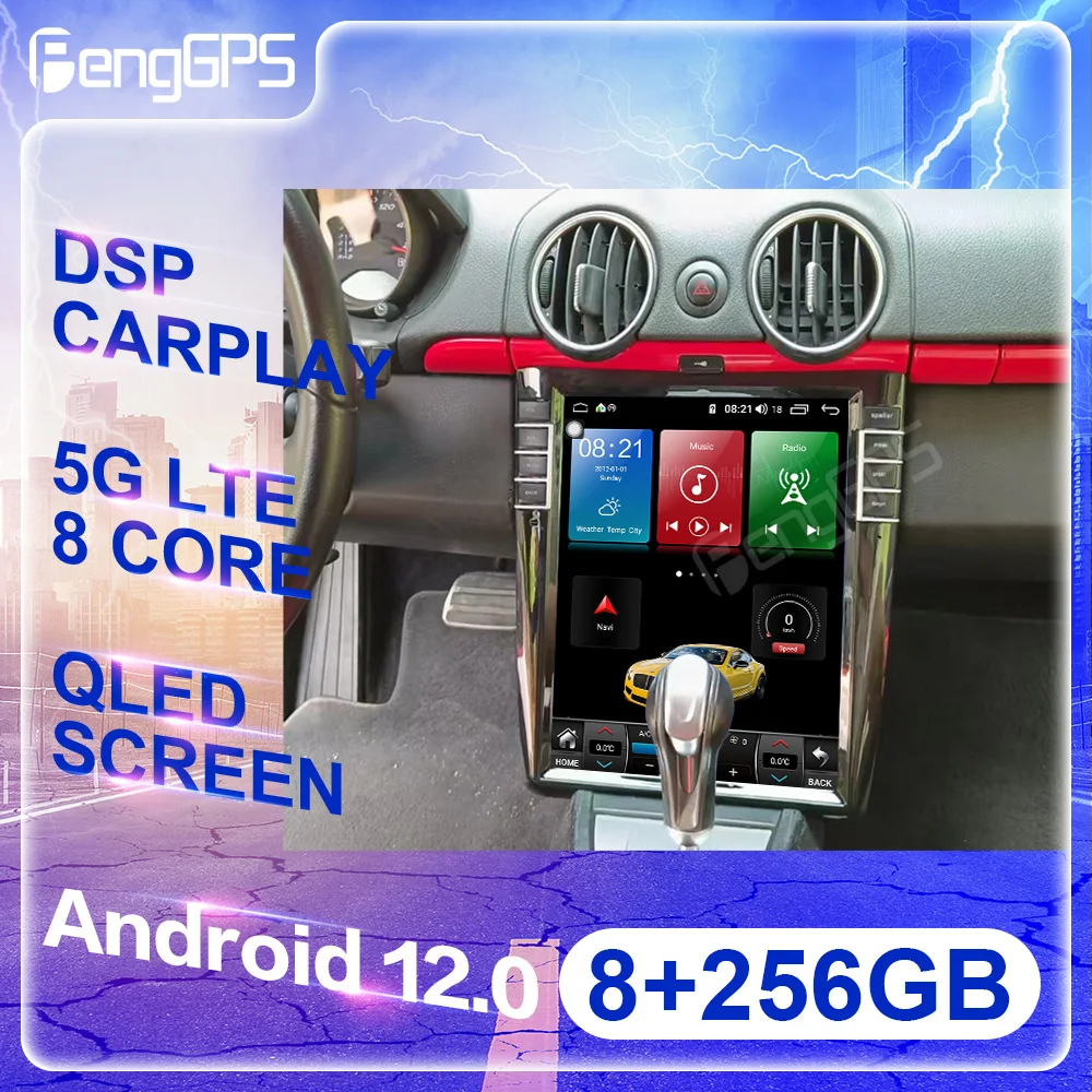 Android 13 For Porsche Cayman 911 987 Boxster 997 2006-2012 Car Multimedia Player GPS Radio CarPlay 5G Navigation 8+256GB