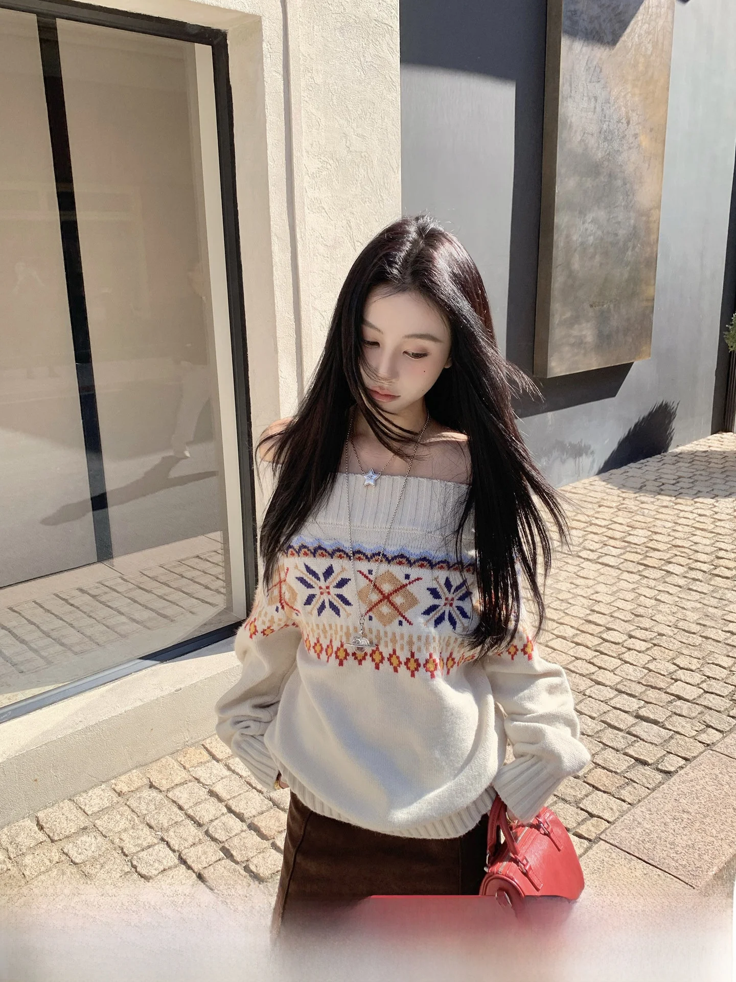 

Женский вязаный свитер на одно плечо Anneop Cisas, осенне-зимний, повседневный, универсальный, с открытым плечом