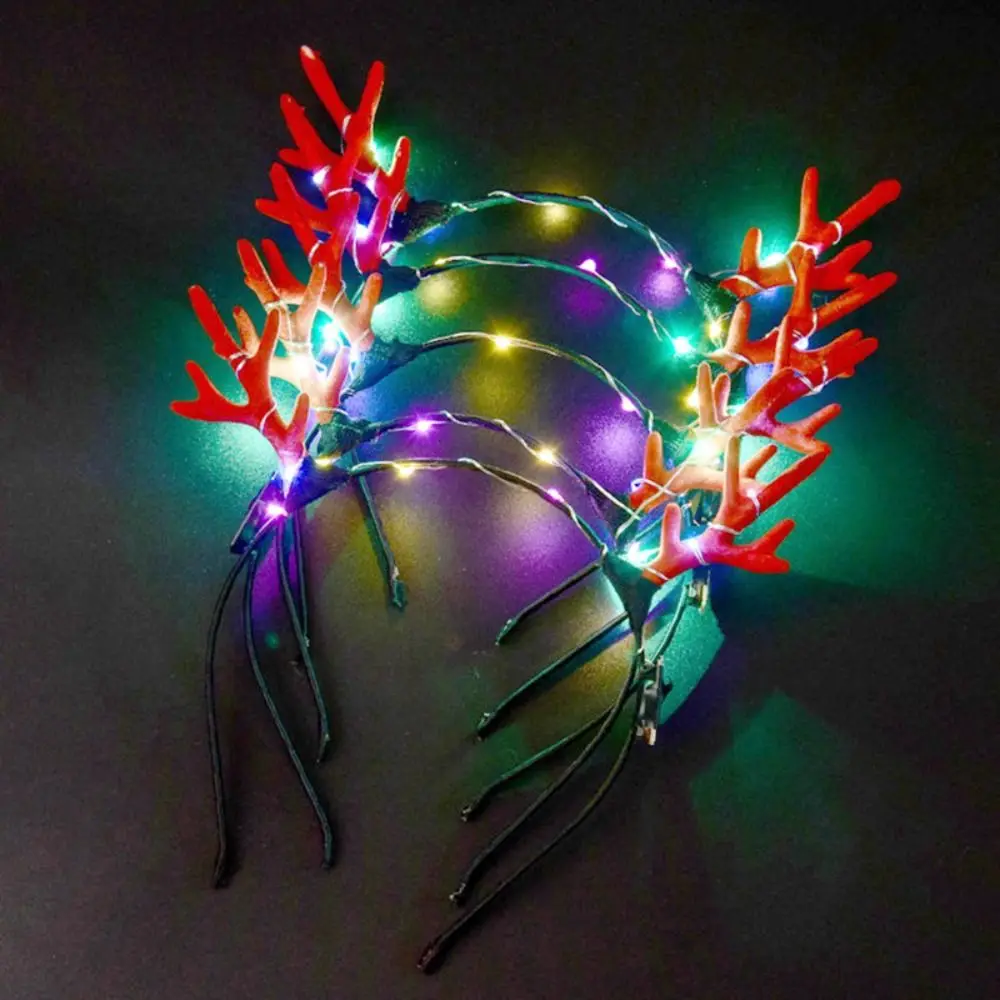 LED Lights LED Glow Headband Colorful Resin Flashing Headband Luminous Plastic Luminous Deer Horn Hair Band