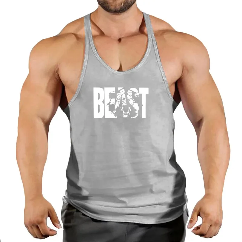 Sleeveless Sweatshirt Men\'s Singlets Gym T-shirts Suspenders Man Top for Fitness Vests Bodybuilding Shirt Stringer Clothing Vest