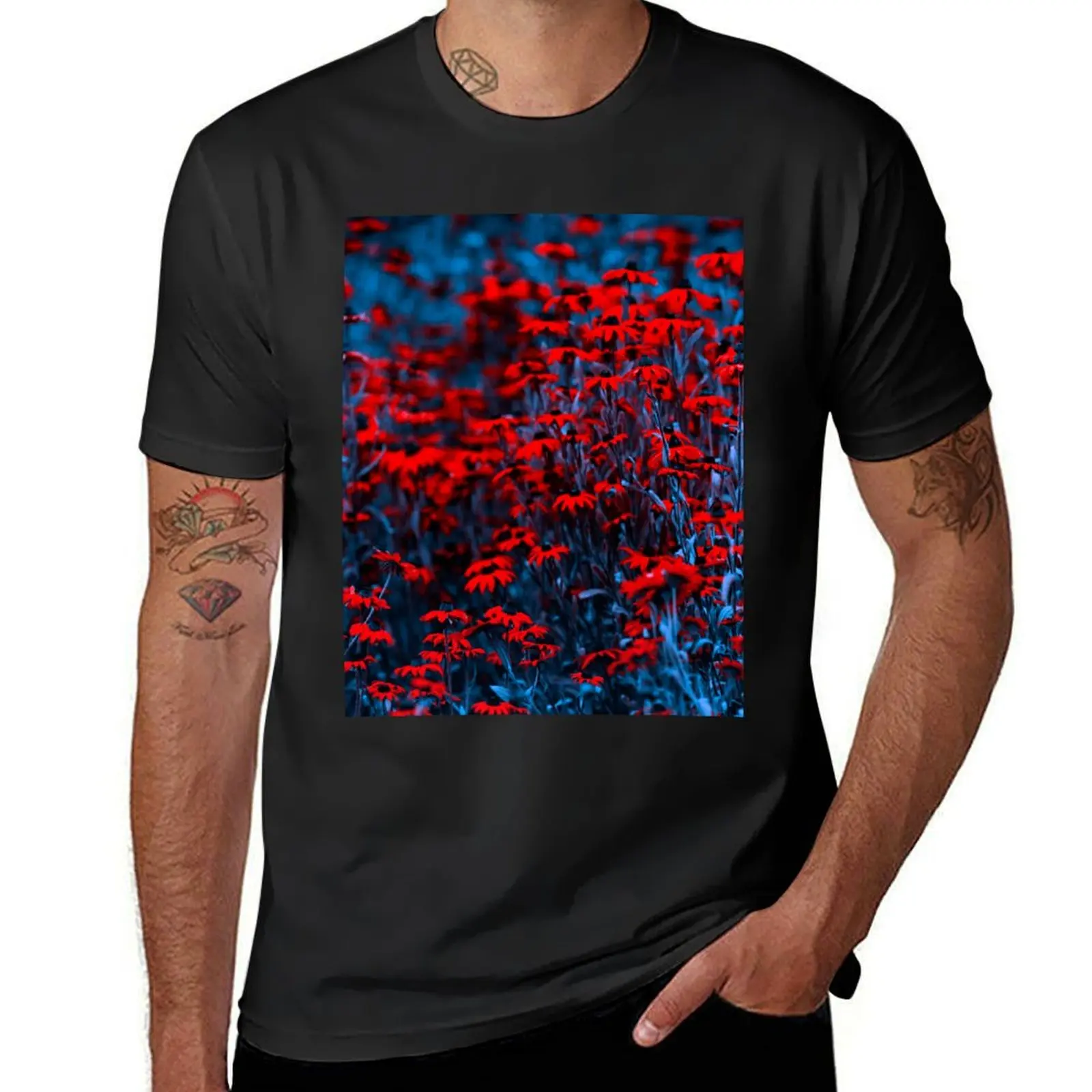 

Goth Red Flowers T-Shirt cute tops new edition for a boy anime designer t shirt men