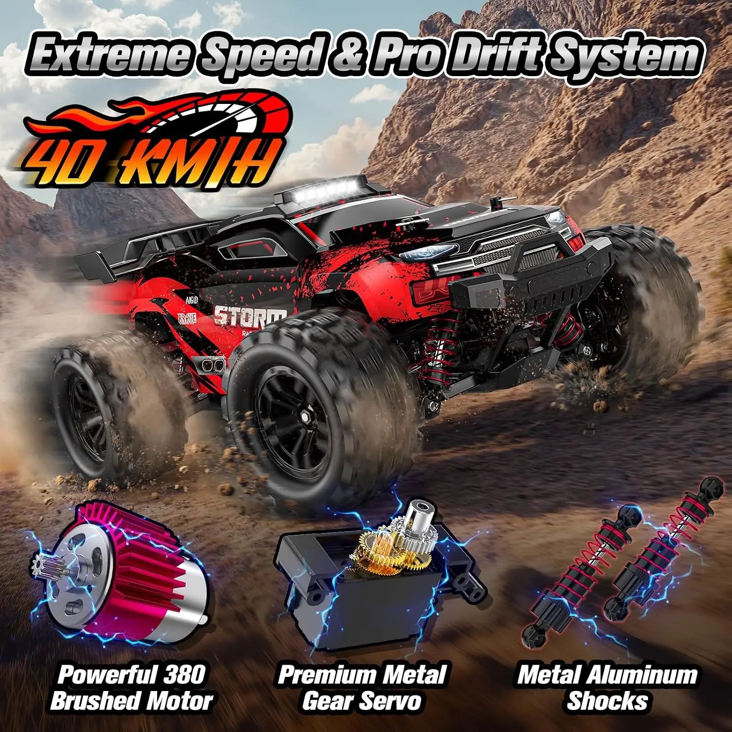1:18 Scale RC Cars, 4WD Remote Control Car with 2.4GHz System, High Speed 40 KM/H