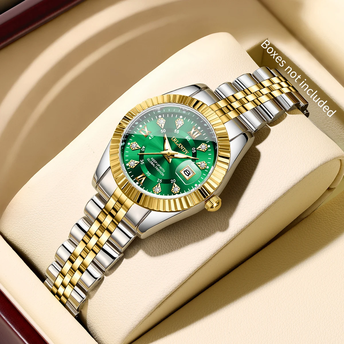 Fashion Roma Dial Women Quartz Watch Ladies Rhinestone Stainless Steel Calendar Wristwatches Relogio Feminino (Without Box)