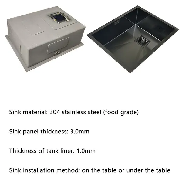 Nano Matte Black Kitchen Sink Above Counter or Undermount Sinks Vegetable Washing Basin Stainless Steel Single Bowl Sink Kitchen