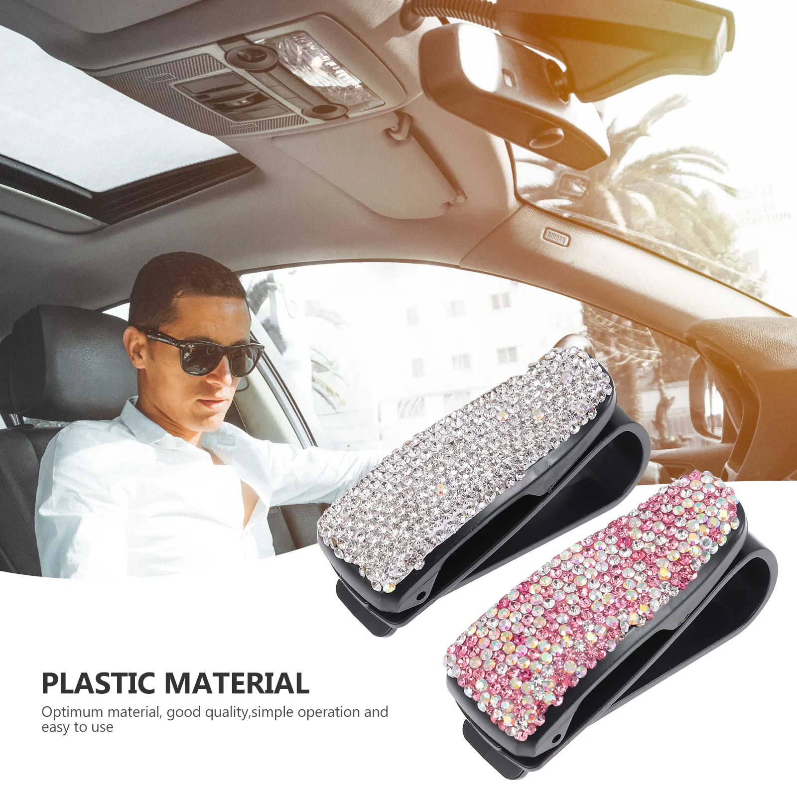 

2Pcs Car Sun Visor Glasses Holder Clip for Sunglasses and Eyeglasses Storage Keepers Non Damage Wide Fit Organizer Accessory