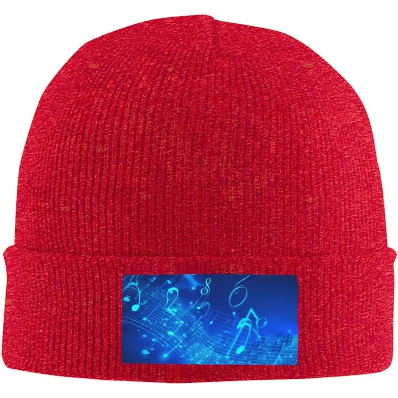 Beanie for Men Winter Hats for Women Knit Hat Blue Musical Notes Beanie Soft Warm Cuffed Caps Stylish Watch Cap Black Beanie
