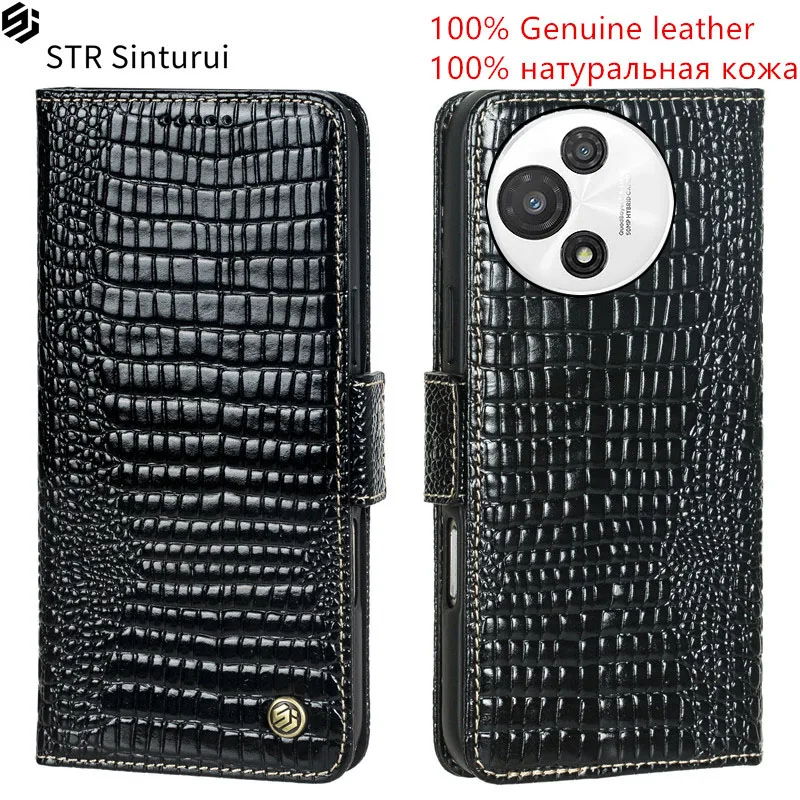 

STR Genuine leather lizard grain Flip card Slot Wallet Cover For alcatel V3 Classic T519H V3 Pro T521D shockproof phone Case