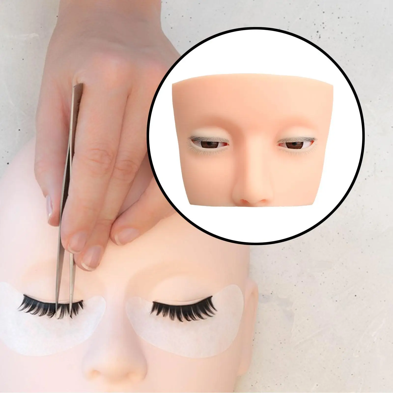 Lifelike Eyelash Practice Mannequin Head Silicone Pad Makeup Training Model for Beginners Lash Extension Application