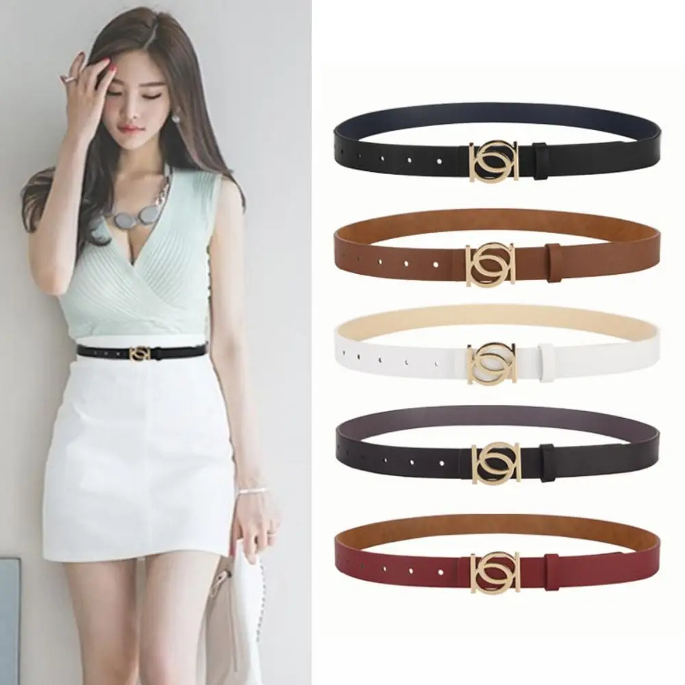 

Casual Versatile Leather Belt Luxury Design Y2K Metal Slide Buckle Belt Trendy Waistband