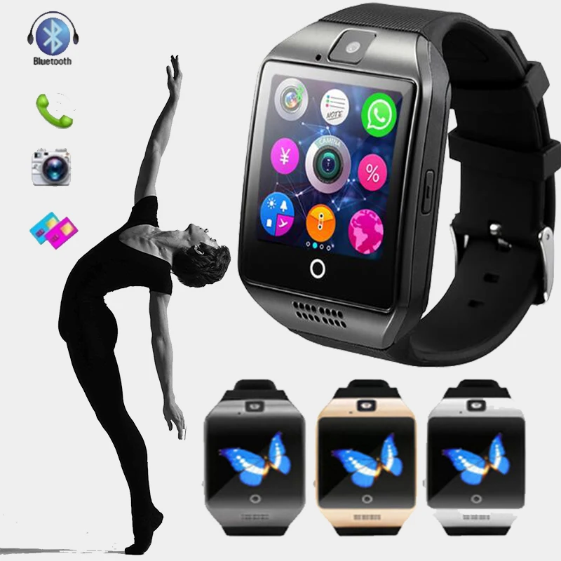 

Q18 Bluetooth Connect Men Smart Watch With Sim TF Card Camera Smartwatch Women Wristwatch Sport Pedometer Waterproof Watch Fit