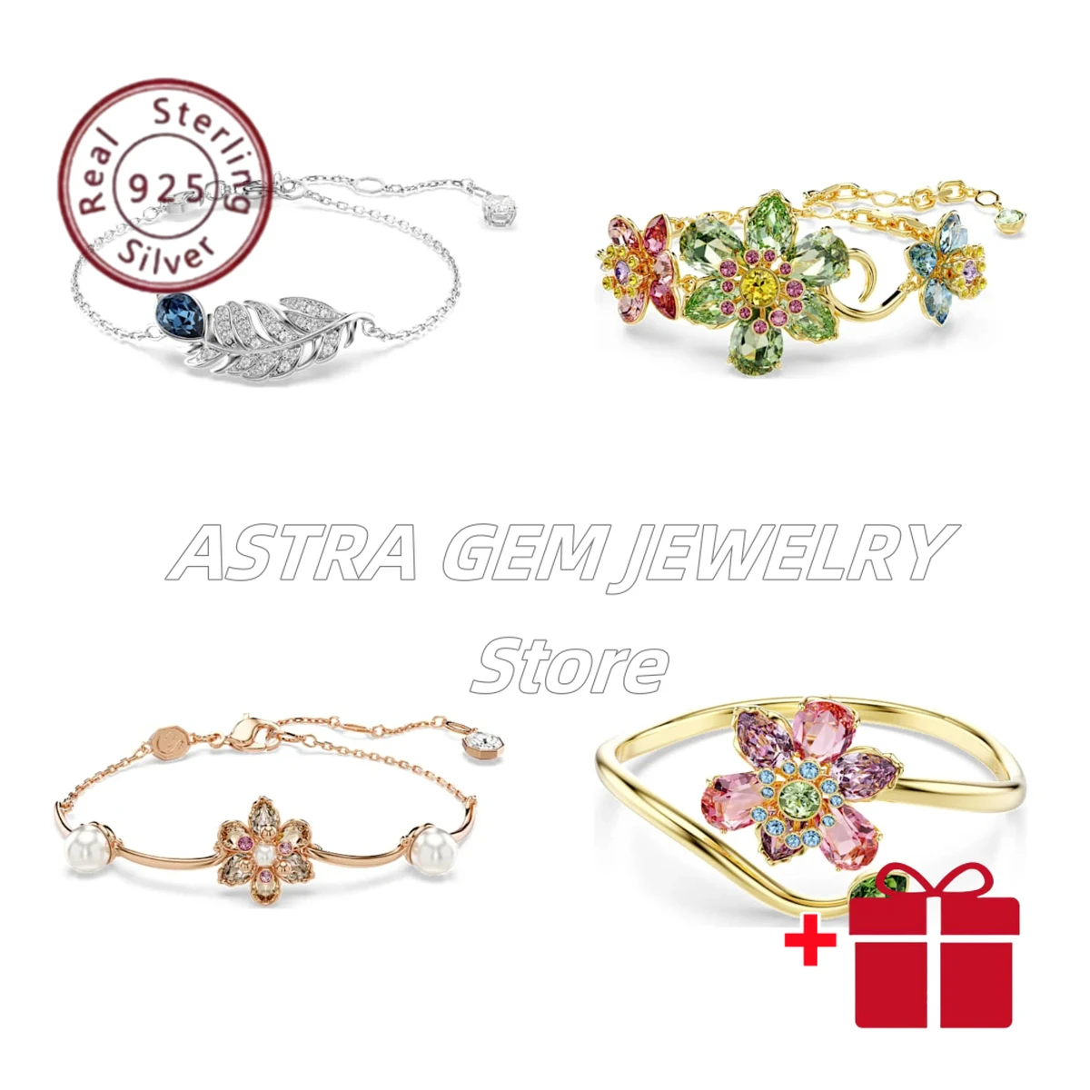 

High-quality 925 rainbow multi-color crystal flower bracelet. Fashionable and simple. Ideal for everyday Valentine's Day jewelry