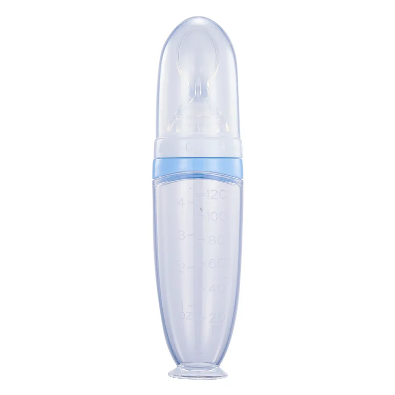 1PCS 120ml Liquid Silicone Feeder, Rice Paste Squeeze Feeding Bottle With Dispensing Spoon