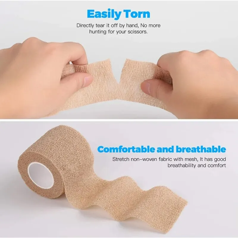 3pcs Disposable Self Adhesive Elastic Bandage 5cm*4.5m for Handle Tube Tightening Tattoo Accessories Gauze Tape First Aid Tool