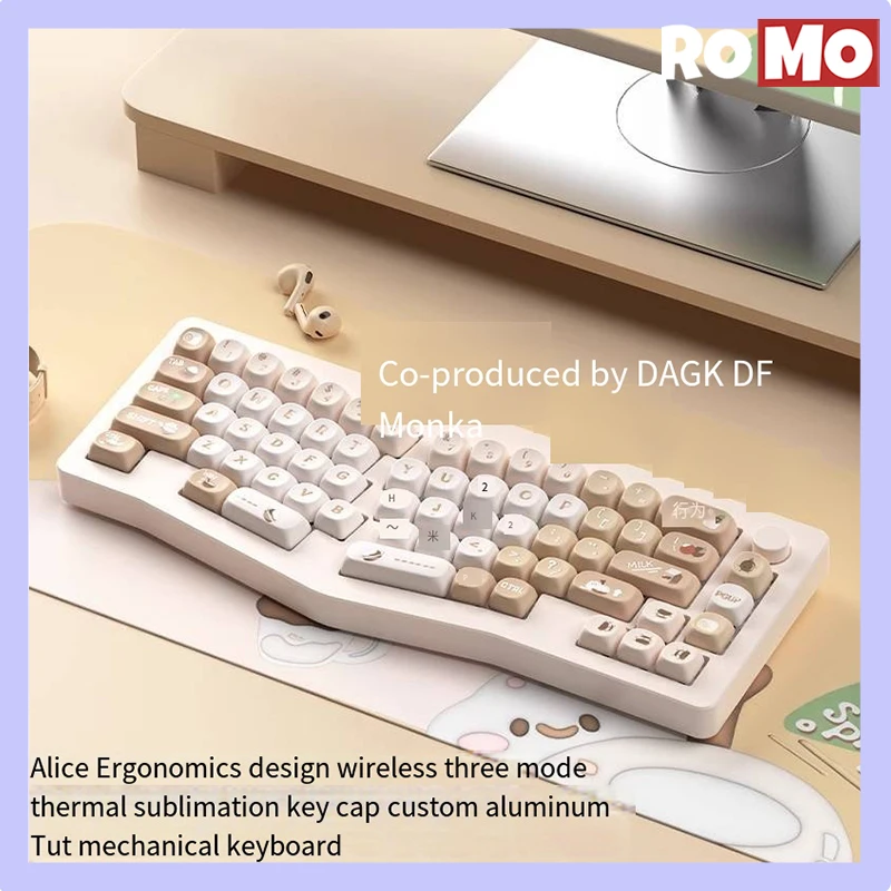 Monka Alice 68keys Three Modes Rgb Backlight Mechanical Keyboard Aluminium Alloy 4000mah Low Latency Pbt Key Cap Gaming Keyboard