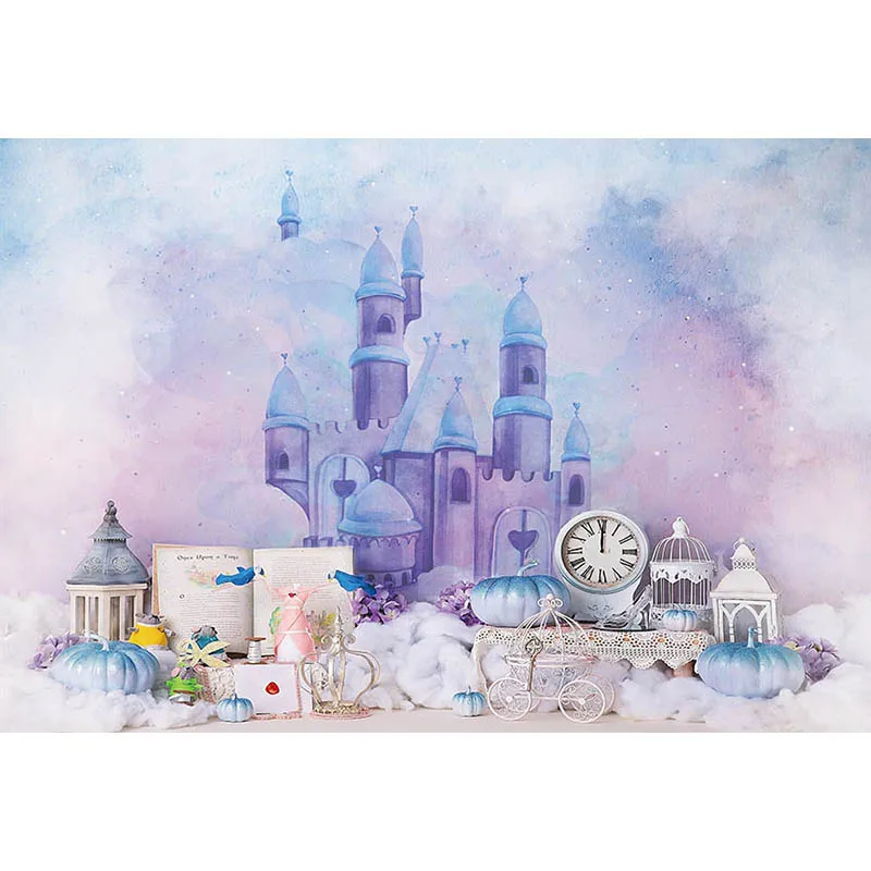 Avezano-백드롭, 사진, 공주 성 캐리지, 호박, 소녀, 생일 파티, 케이크 스매시 배경, 사진 스튜디오 장식 소품