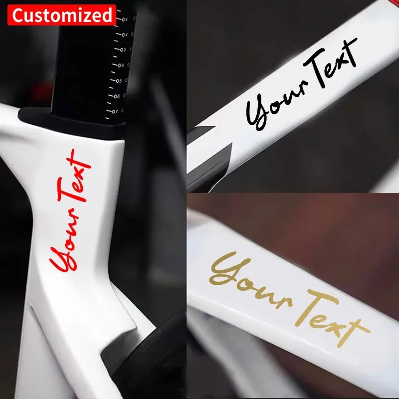 1PC Handwritten Style Custom Bicycle Stickers Frame Personalized Waterproof DIY Motorcycle Helmet MTB Bike Top Tube Vinyl Decals
