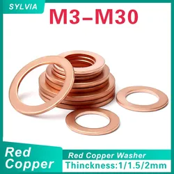 M3 M4 M5 M6 M8 M10 M12 M14 M16 M18 M20 M22 M24 M27 M30 Boat Red Brass Copper Crush Sealing Washer Flat Seal Ring Gasket DIN7603