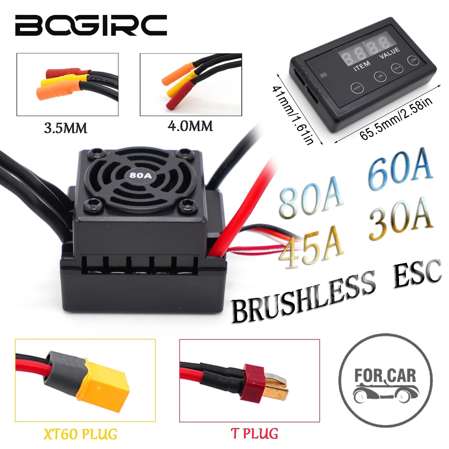 

RC Car Upgrade Accessories Brushless 80A 60A 45A 30A ESC for 1/8 1/10 1/14 1/16 1/18 SCY HYPER GO TRX4 D90 RC Buggy Truck