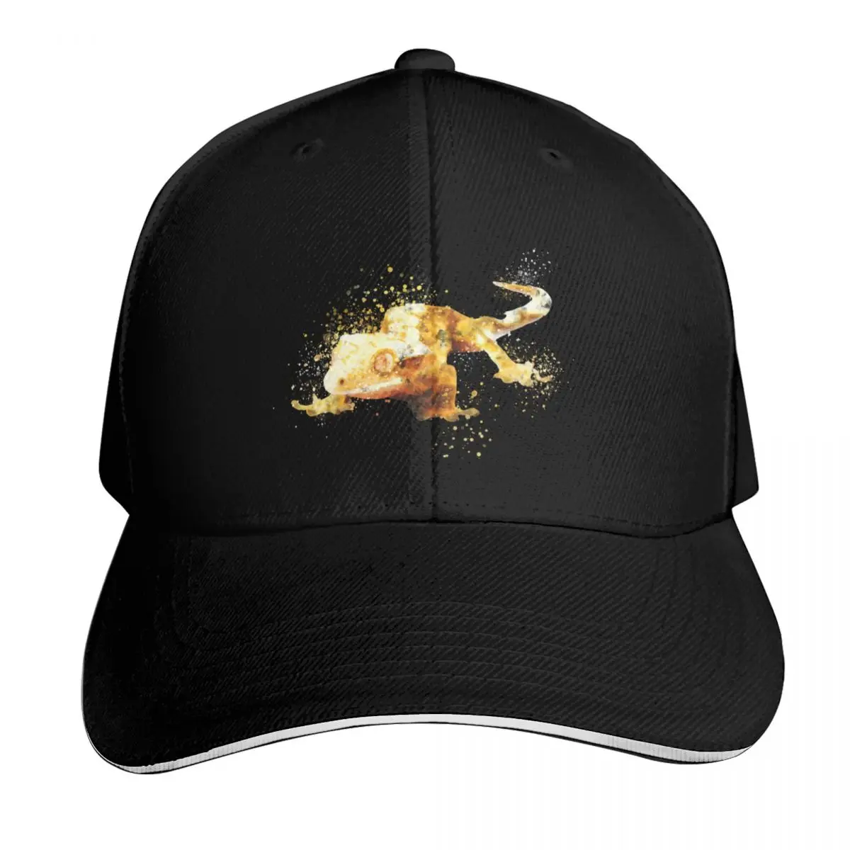 Crested gecko art watercolors Baseball Cap Six Panel Structured Crown Sun Protection UPF 50+ Breathable Mesh Back
