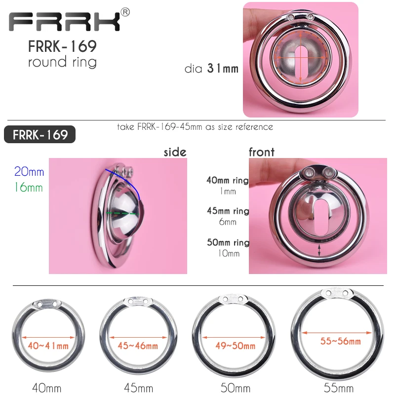 FRRK BDSM Inverted Chastity Cage Negative Cock Lock Harness Belt Stainless Steel Penis Rings Adults Sex Toys for Men