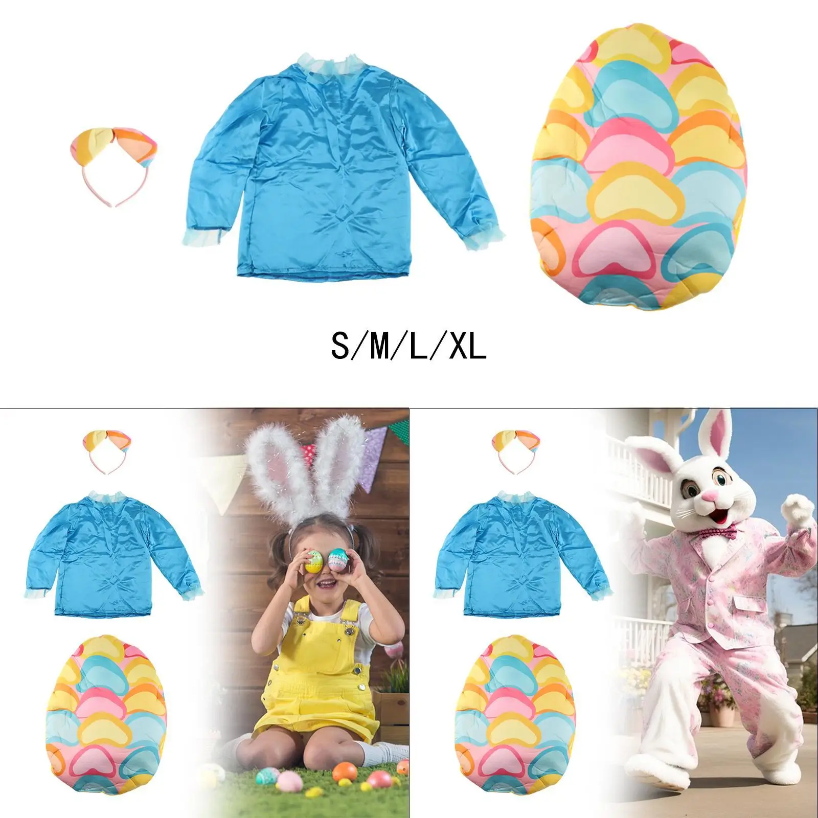 زي عيد الفصح للأطفال، فستان مزخرف قابل لإعادة الاستخدام، رسوم متحركة متعددة الاستخدامات مع عصابة رأس لحفلات الهالوين ولعب الأدوار في العطلات للفتيات #4