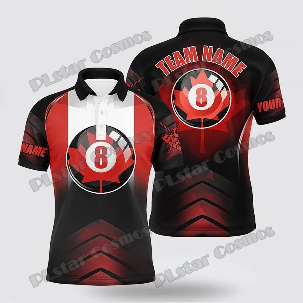 8 Ball Pool Blue White Grunge Billiard 3D Printed Polo Shirt with Personalized Name Summer Casual Unisex Polo WK216