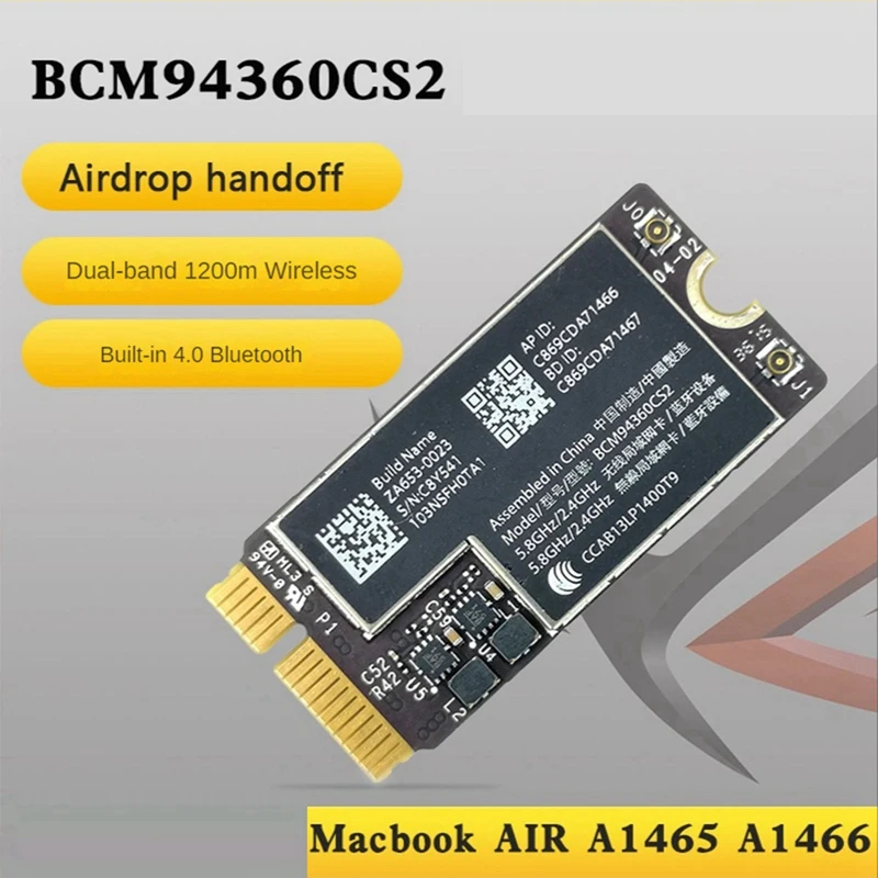 BCM94360CS2 Dual Band Wifi Card NGFF M.2 Key A/E Adapter Card WIFI BT 4.0 802.11Ac Card For 11Inch A1465 13Inch A1466