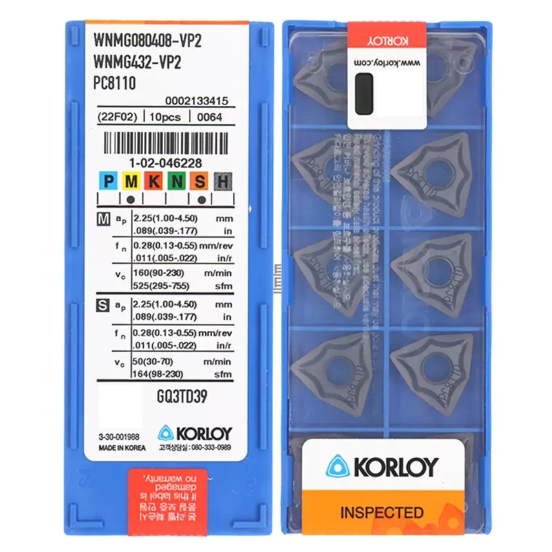 

KORLOY 100% KOREA Original WNMG080404 WNMG080408 VP2 PC8110 CNC Lathe Tools Medium to Finishing Carbide Turning Inserts