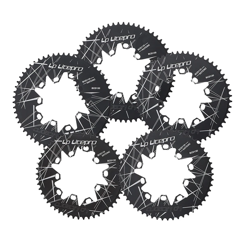 Oval Folding Bicycle Cranksets Chainring BCD 110/130mm Ellipse Aluminium Alloy Road Bike Chainwheels Plate 52/54/56/58/60T