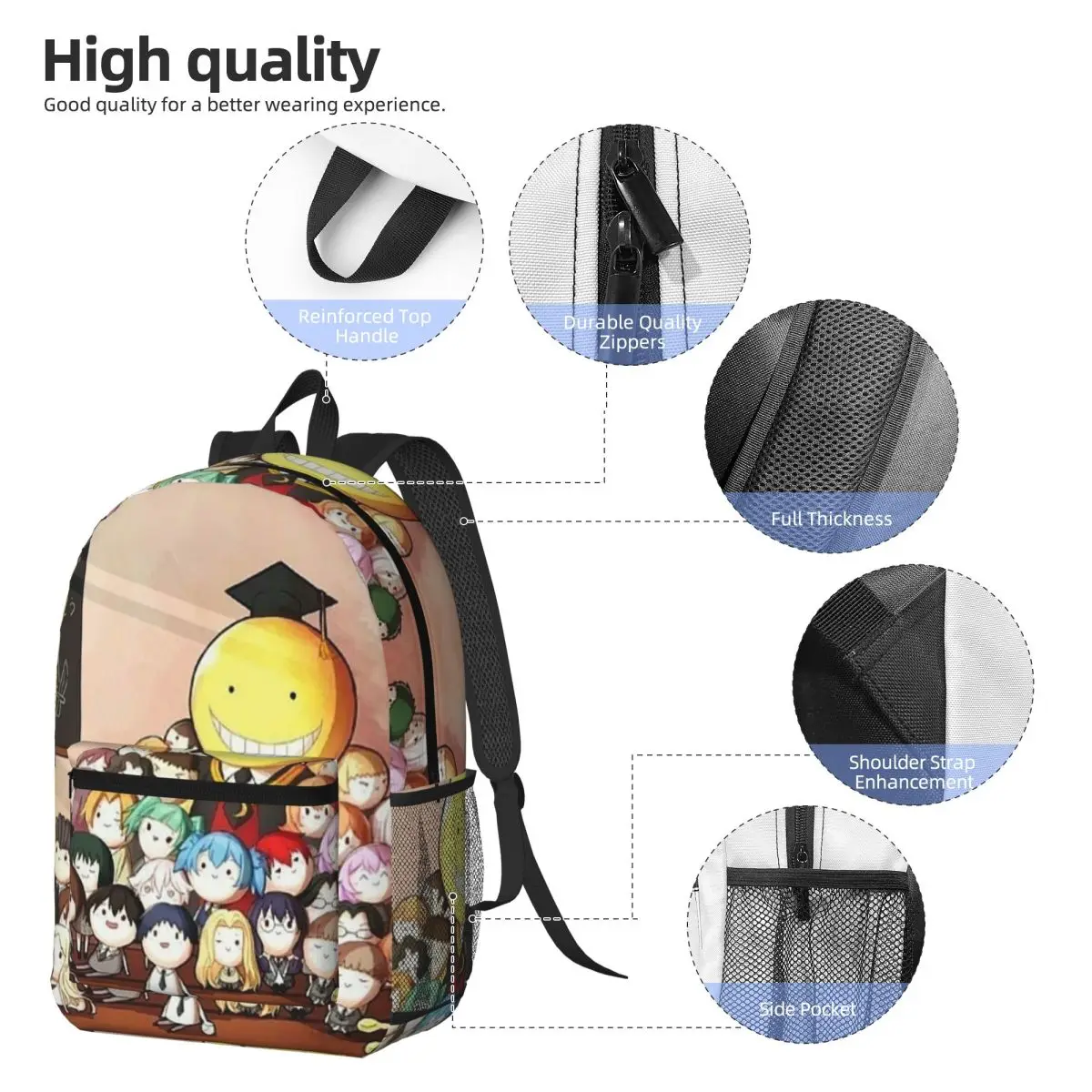 Assassination Classroom Octopus Koro Sensei Backpack Daypack Large Capacity Kids BookBag School Bag Shoulder Bags for Men Women