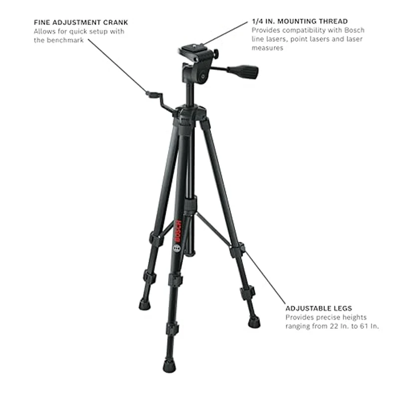 Bosch BT150 Compact Tripod with Extendable Height for Line Lasers Point Lasers  GLM50-23G/GPL3G/GLL3-60Xg/GLL3X/GPL5/GLL3-80P