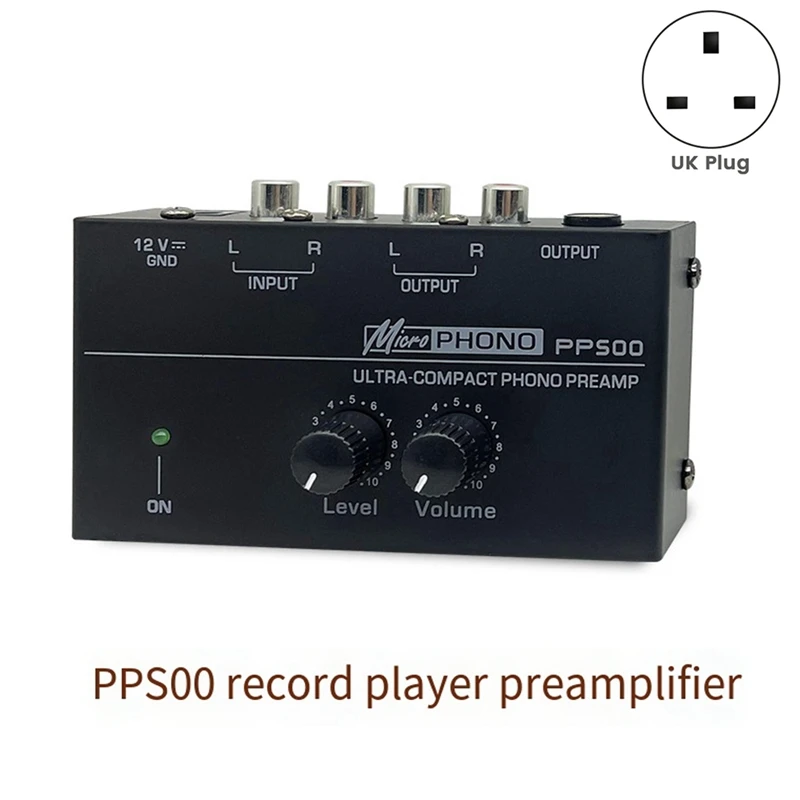 【CLEARANCE】PP500 Pemutar Rekaman Preamplifier Vinyl Turntable Amplifier Preamplifier Turntable Volume Control Amplifier UK Plug
