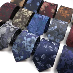 Novelty Men's Tie Chic Design Floral Leaves Dot Red Blue Brown Neckties For Wedding Party Business Daily Wear Shirt Accessories