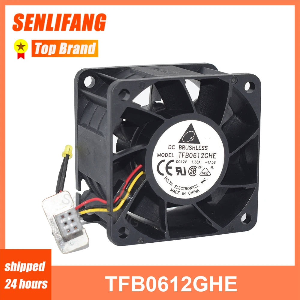 60MM 60*60*38MM 1.68A 20.16W DC12V Cooler TFB0612GHE For Delta Pressurized Version Heatsink Chassis Fan New