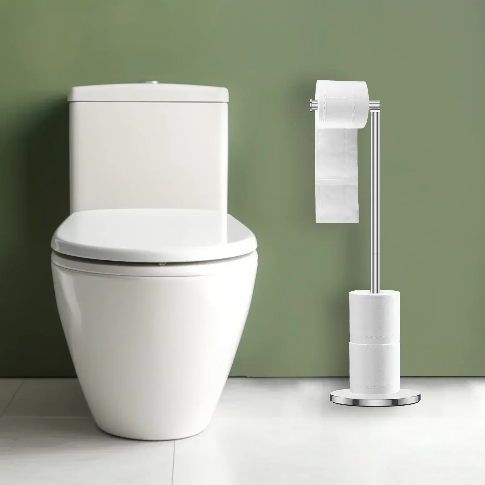 

Stainless Steel Paper Towel Holder Bathroom Floor Mounted Toilet Paper Holder Single Pole Kitchen Floor Shelf Bathroom Fixtures