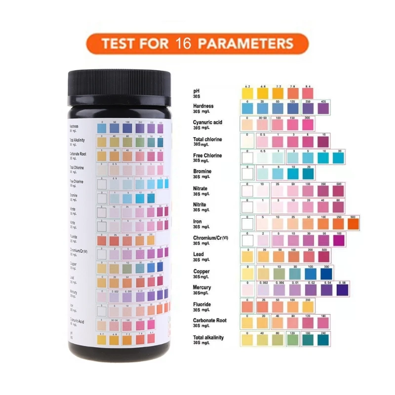 652F Drinking Water Test Kit Testing Strips for Hardness, Chlorine, Fluoride, Trace Heavy Metals, pH Balance and More