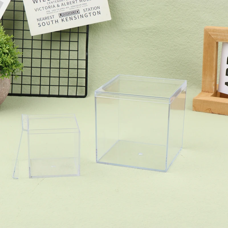1Pc Transparent Acrylic Boxes With Cover Plastic Organizer Small Gift Square Packing Box Food Candy Storage Container For Home
