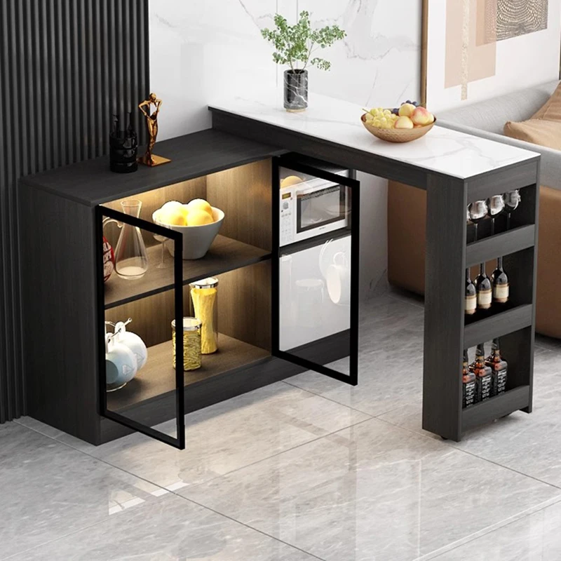 

Small Minimalist Bar Table Reception Long Design Storage Bar Counter Table Glass Countertop Mesa De Jantar Lounge Furnitures