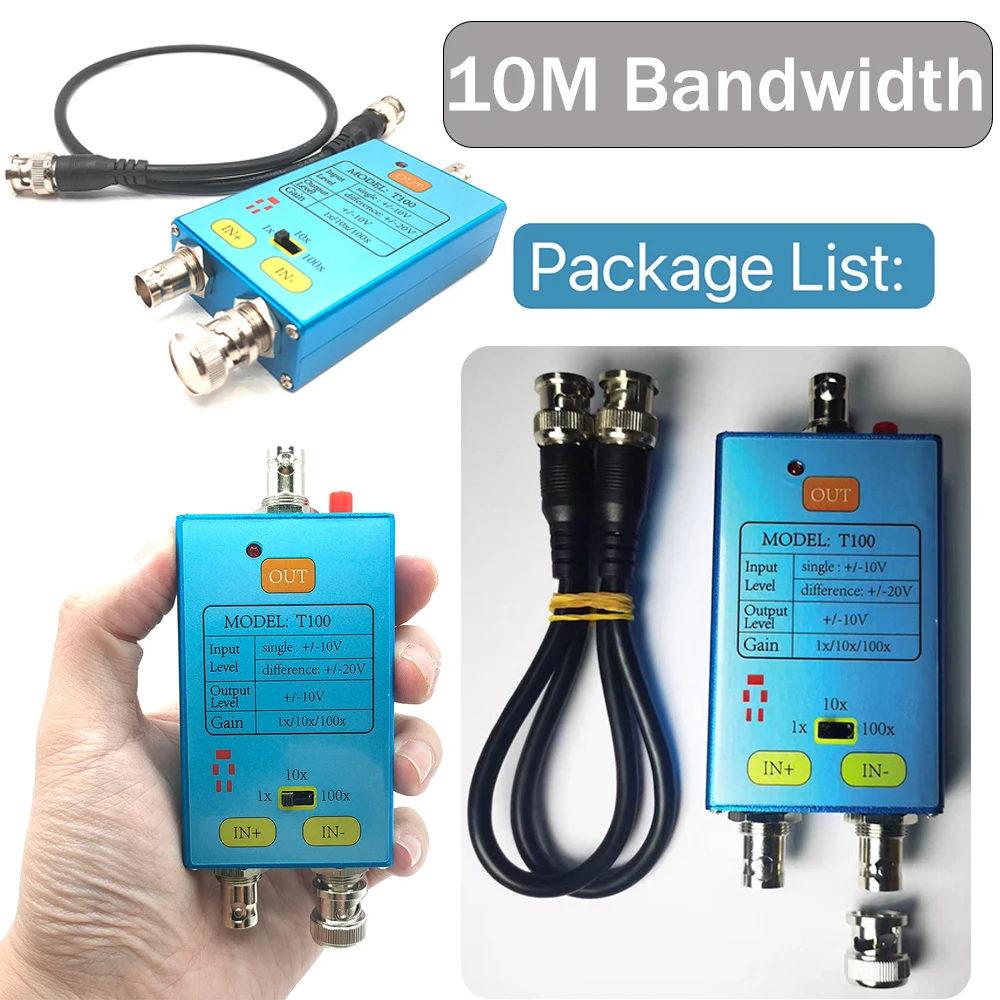 10M Bandwidth Oscilloscope 1x/10x/100x Differential Probe Gain Split Probe Signal Amplifier For Weak Electrical Signal Measureme