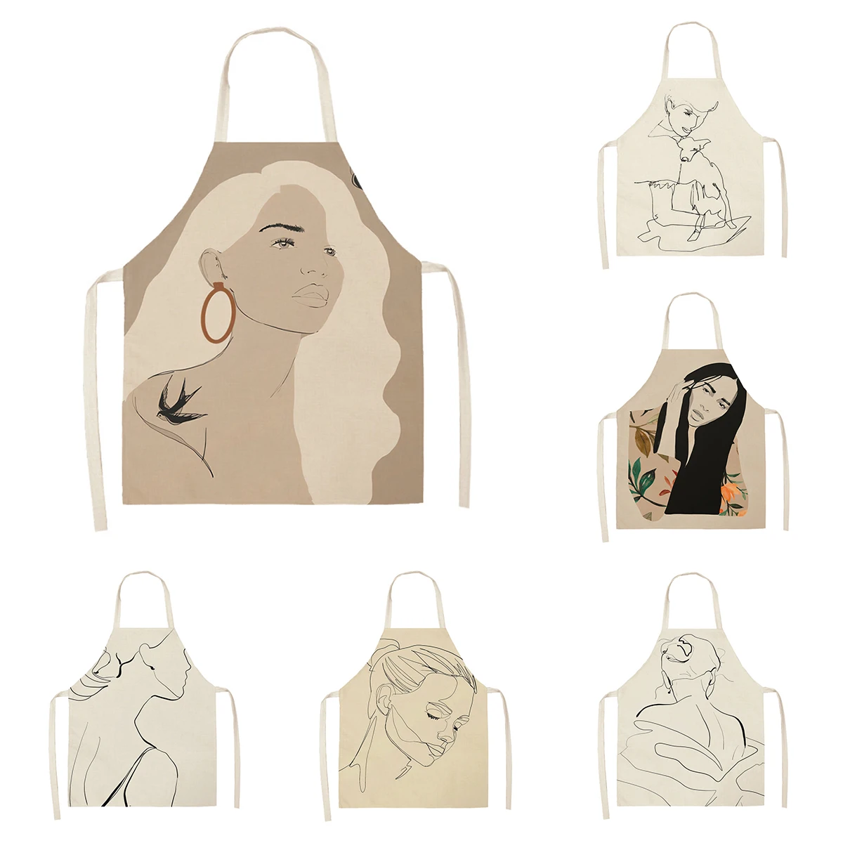 

Кухонный Фартук для женщин, льняной водонепроницаемый прикольный, в стиле ретро, для мужчин и девочек, милый, забавный, в стиле «кофе», для творчества, большие размеры