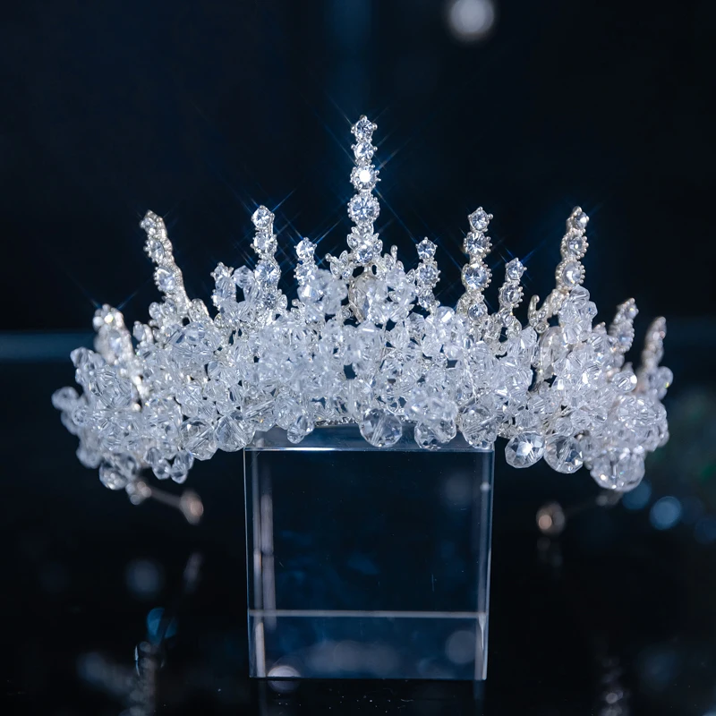 CC Crown for Women Wedding Accessories Bridal Headbands Engagement Hair Ornaments 100% Handmade Beads Diadems Pageant Gift QS210 image 2