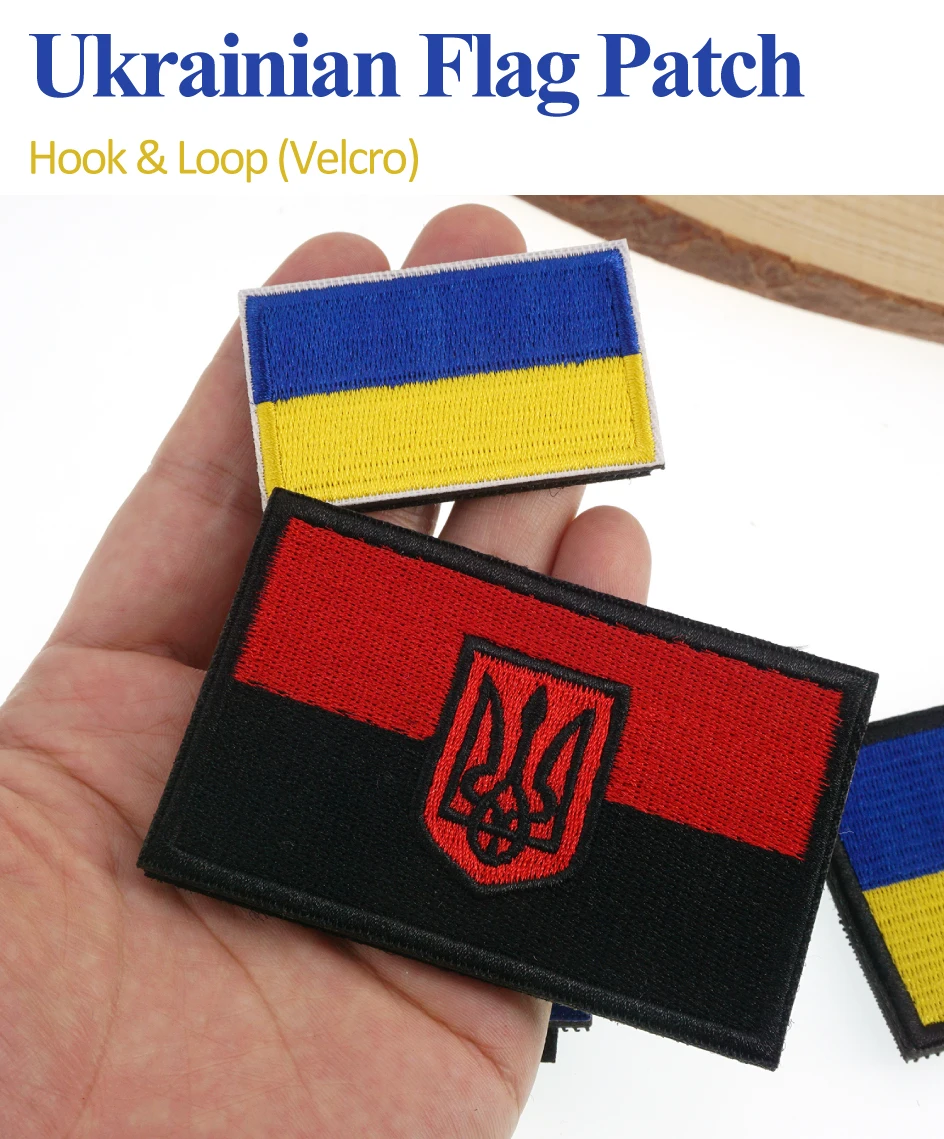 5/1 Stück bestickter Aufnäher mit ukrainischer Flagge, Ukraine, Klettverschluss, Schulterabzeichen, Applikation für Kleidung – Detail 1