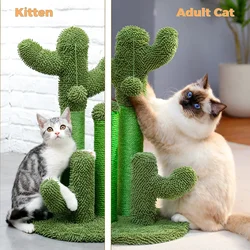 Cactus Cat Scratcher Cat Scratching Post Cactus Cat Scratcher Featuring with 3 Scratching Poles and Interactive Dangling Ball