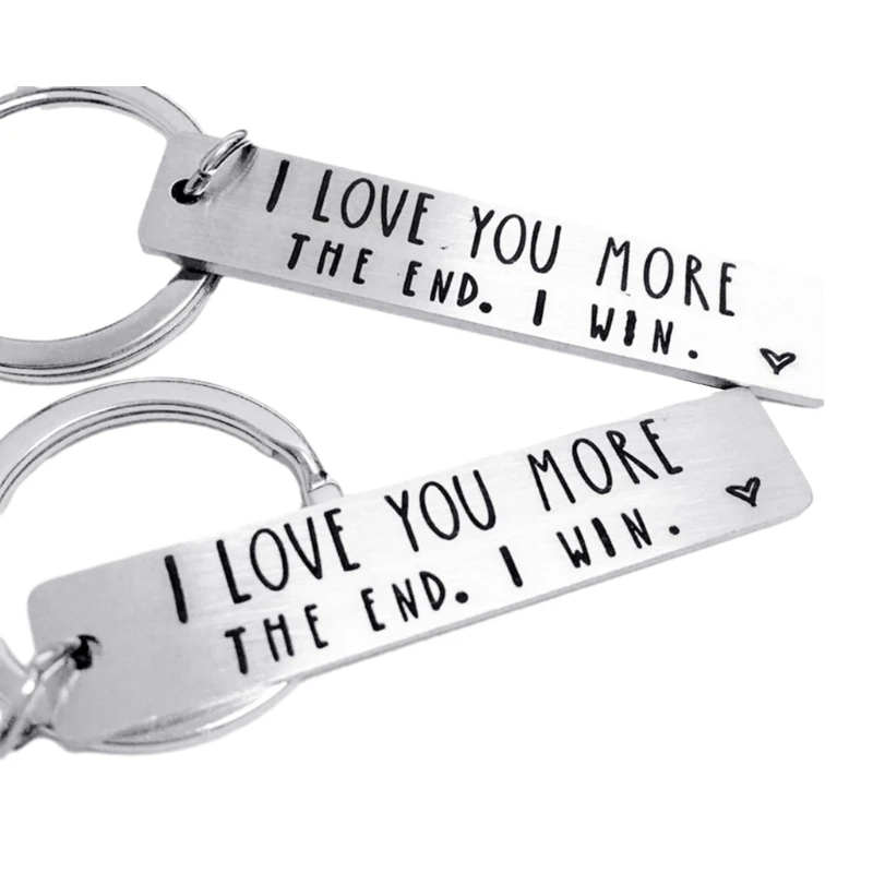 DXAB Lettering Keychain Engraved Keyring Charm for Women Men Birthday Christmas Gift