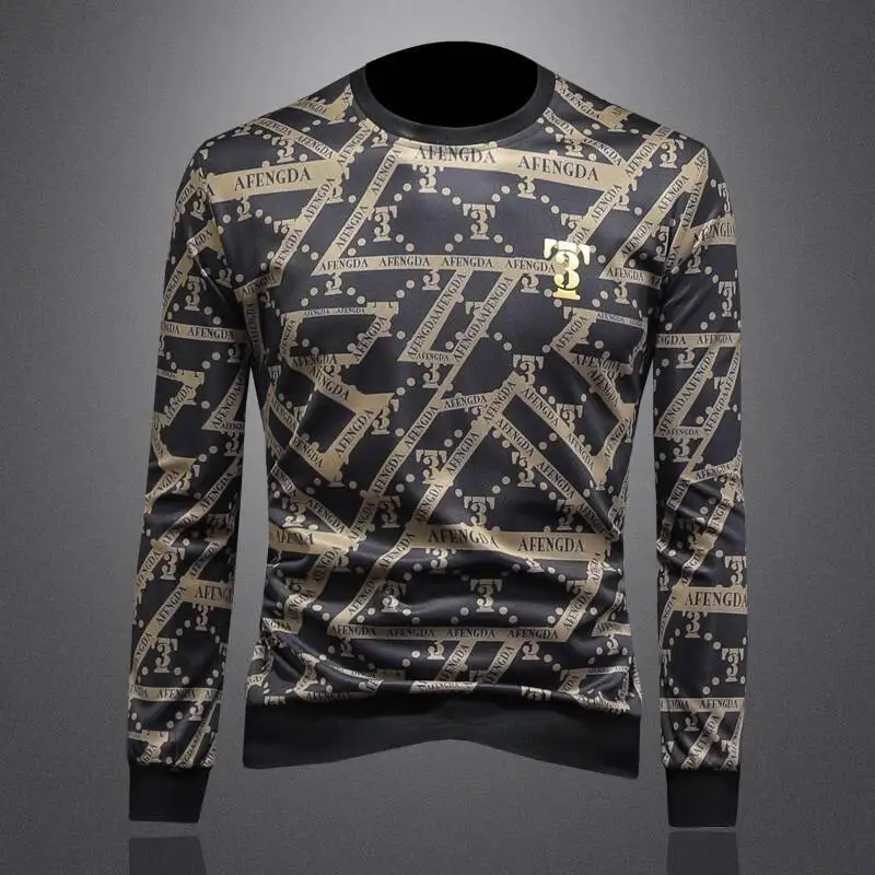 Quality Streetwear Pullover Gold Velvet  Contrast Color Letters T Shirt Homme Men Personality Club Outfits Tshirt Poleron Hombre